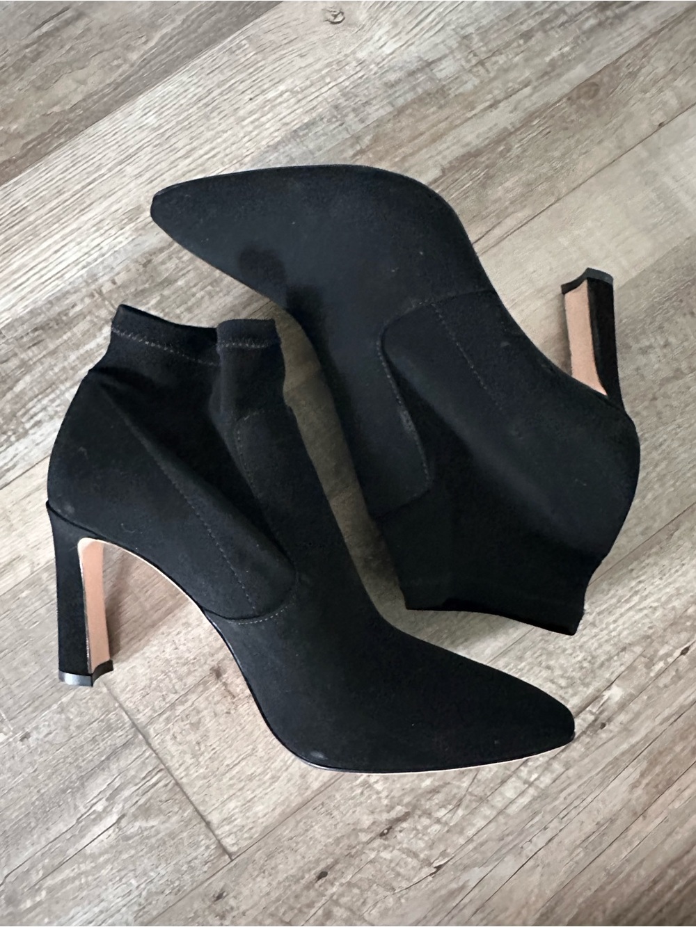 ANTONIO MELANI Black Suede Pointed Toe High-Heel Ankle Boots